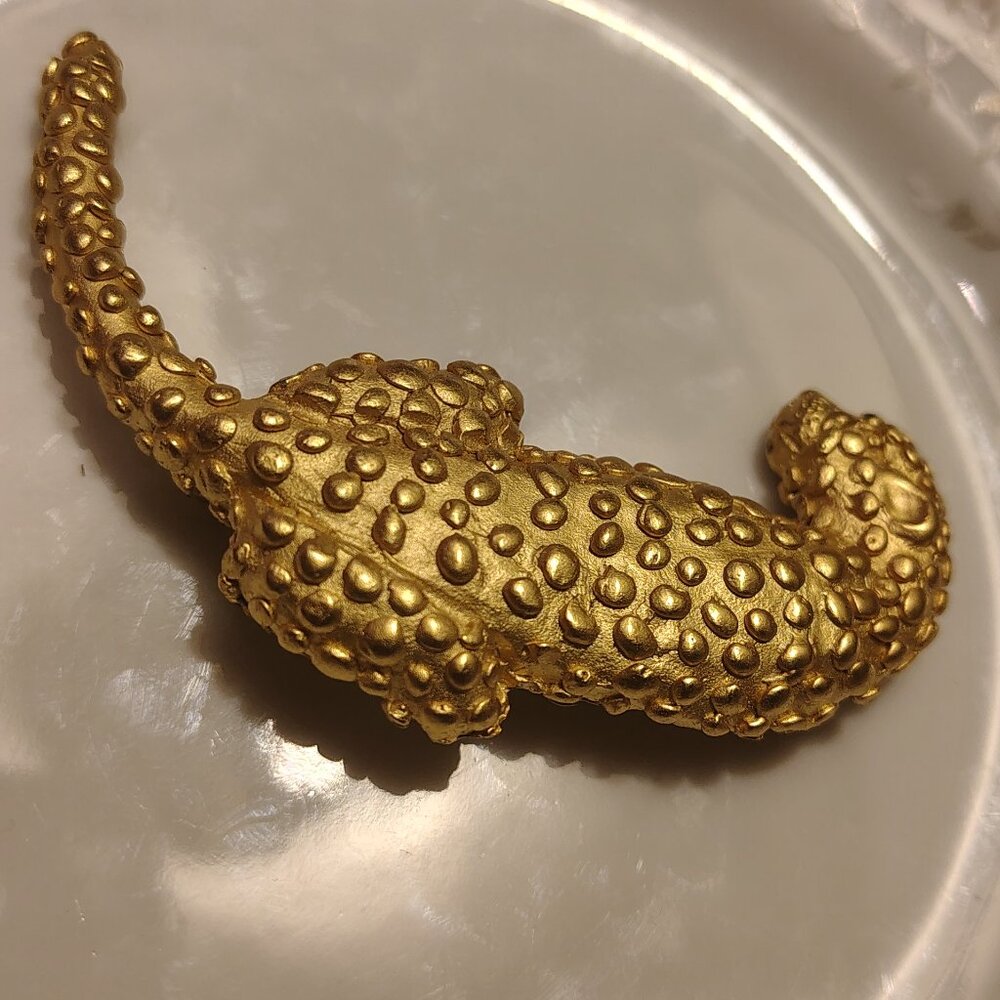 Vtg 90s Matte Gold Plated Leopard Cheetah Panther Brooch - Picture 4 of 7